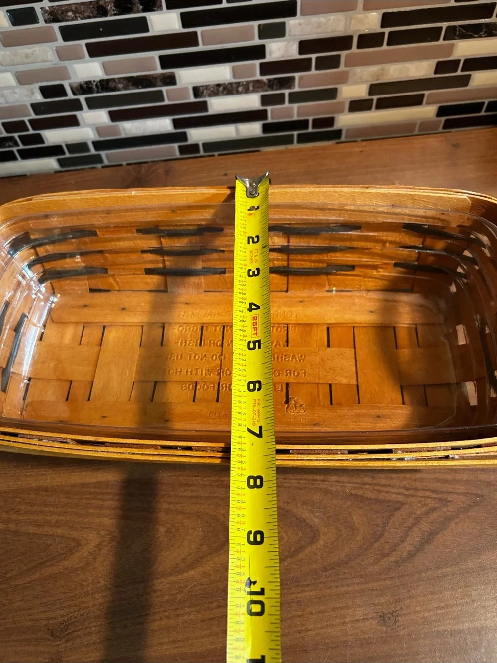 Vintage Longaberger Bread Basket with Brown Leather Handles - Natural Brown
